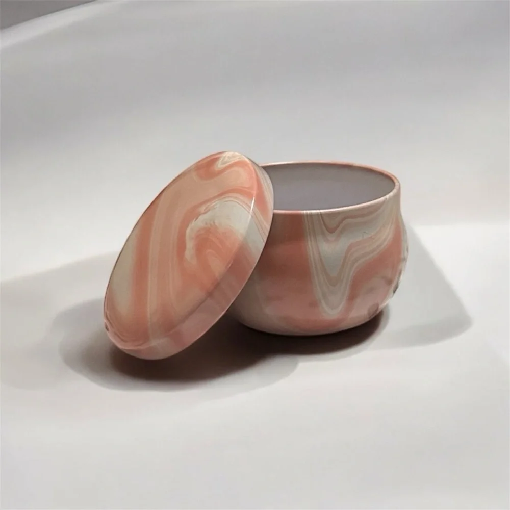 Small Colorful Marble Patterned Tins 1.9